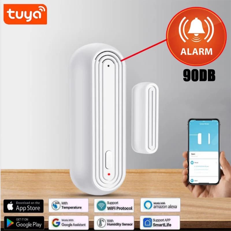 Tuya Smart WiFi Allarme Sensore per porte e finestre Controllo app Rilevatore magnetico per porte wireless USB Controllo vocale Alexa Collegamento intelligente