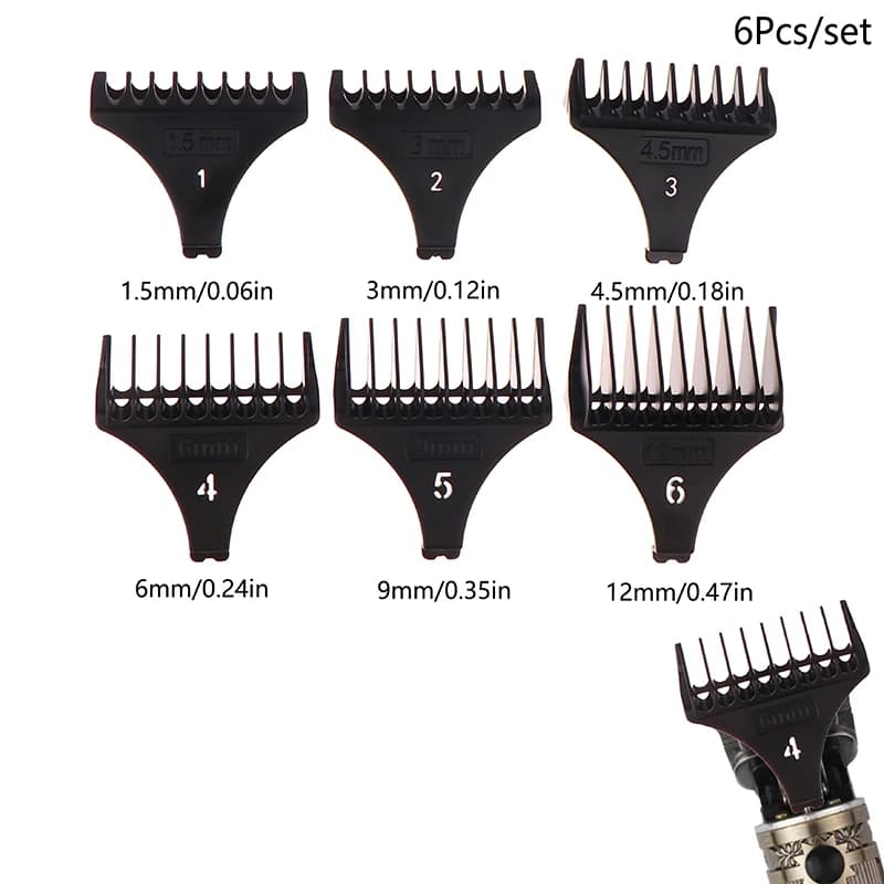 6 Pz/set T9 Professional Haircuts Limit Pettine 1.5/3/4.5/6/9/12mm Protective Universal Haircutting Guide Barbiere