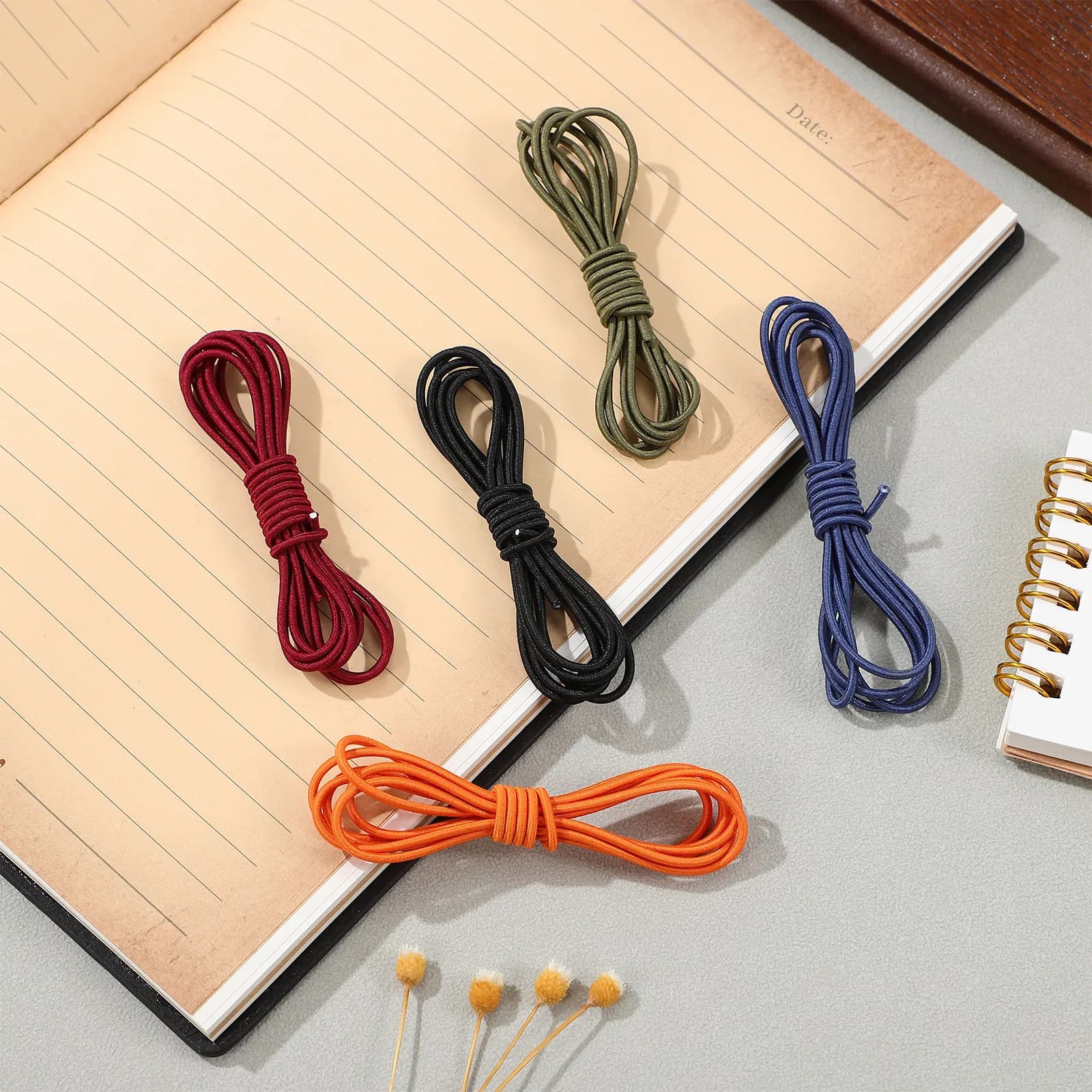 Set di 5 Elastici in Nylon per Libri, Cinghie Elastiche per Fissare Copertine di Quaderni, Agende, Diari e Album Fotografici
