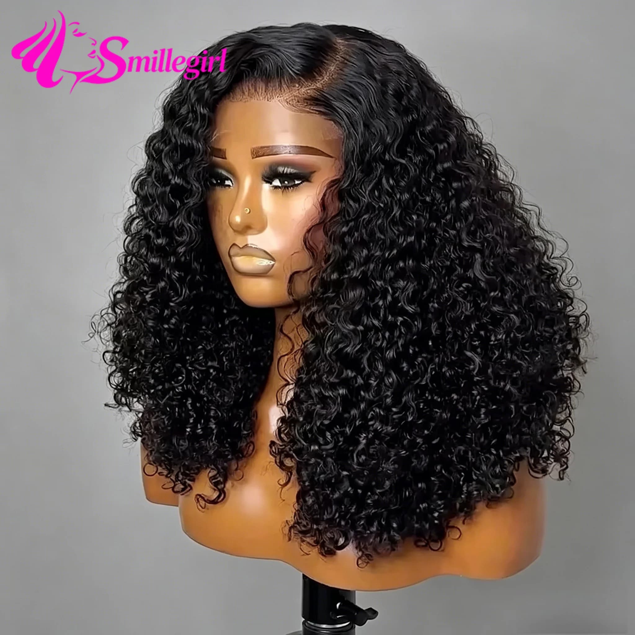 250% Curly Deep Wave 13x4 HD Lace Front Wigs Short Bob Wig 14 16 Inch Brazilian Human Hair 4x4 Transparent Lace Frontal Glueless Wig Ready To Wear