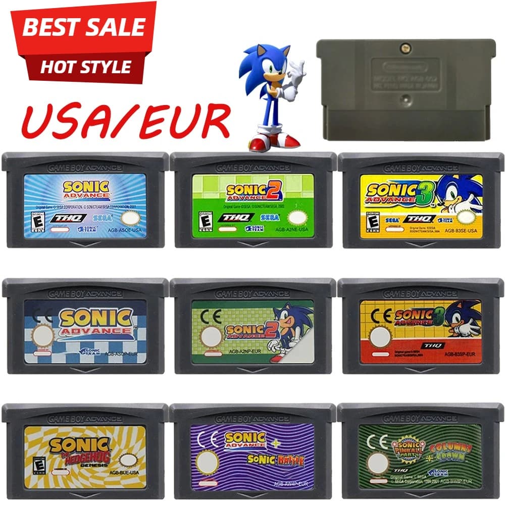 Cartuccia per videogiochi a 32 bit serie GBA Scheda console Advance 1 2 3 The Hedgehog Genesis