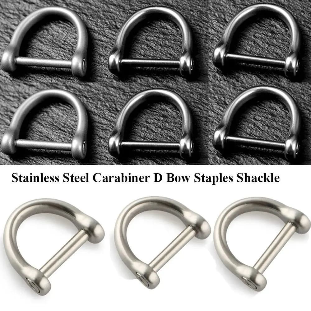 Bracciale in acciaio inossidabile fibbia grillo Fob Solid moschettone D Bow Staples portachiavi portachiavi gancio vite giunto connettore strumenti