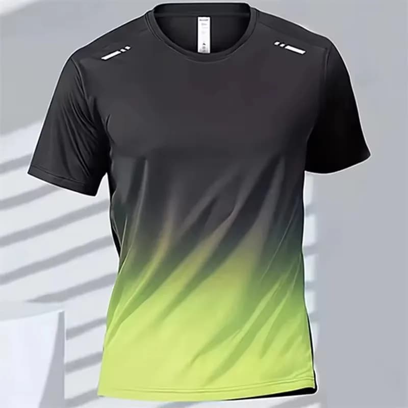 CHRLCK Quick Drying Men's Running T-shirt, breathable, for hiking, fishing, soft and elastic, for outdoor sports, short summer shirt