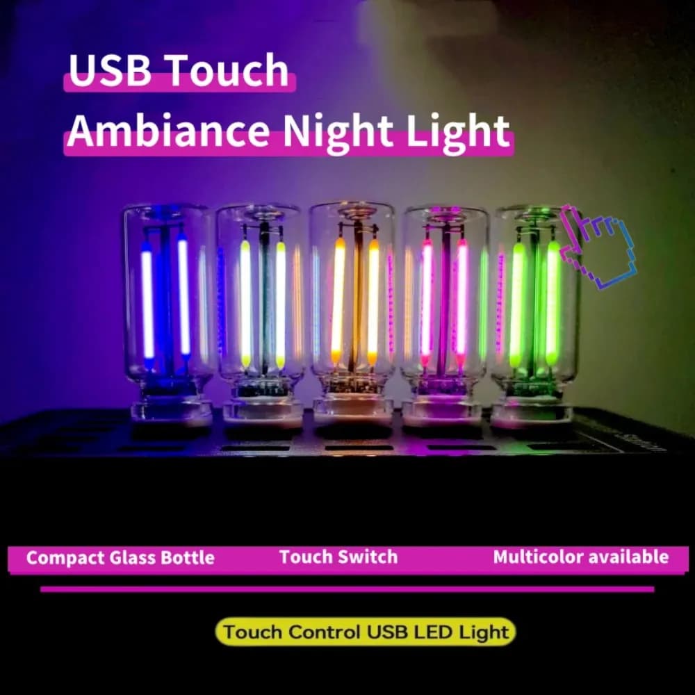 USB Night Light for Car Dimmable LED Filament Lamp Portable Light Plug and Play Decorative atmosphere light for the bedroom of the car
