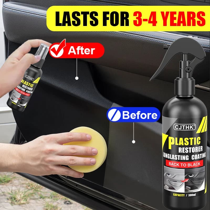 Restoration Agent for Plastic Cars, Plastic and Rubber Outer Repair, Detergent and Black Polisher for Auto
