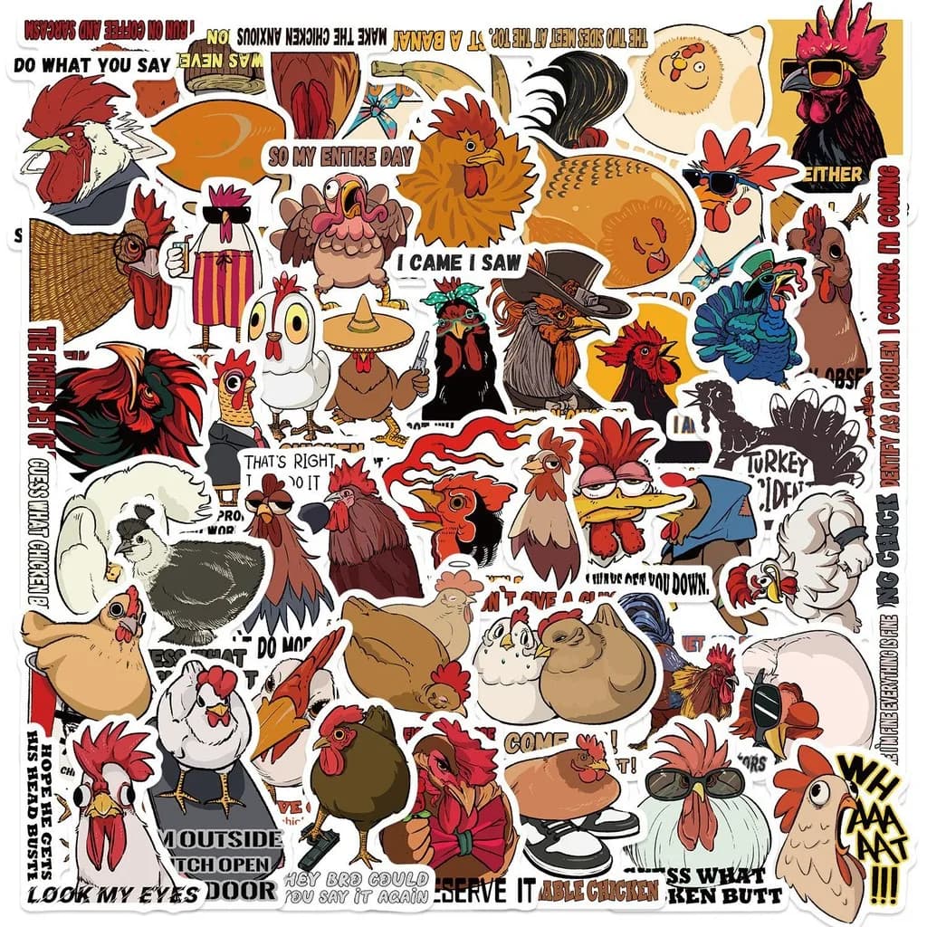 50 adesivi Graffiti per poule dei cartoni animati - impermeabili per decorazioni fai-da-te sulla registrazione di chitarra, notebook e bagagliYourLife Store
