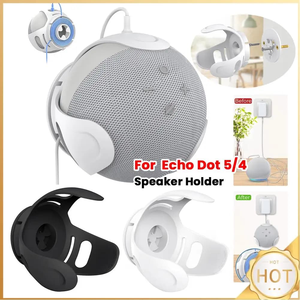 Supporto per altoparlante portatile in plastica compatibile con Bluetooth, supporto per altoparlante portatile montato a parete con gestione dei cavi per Echo Dot 5/4