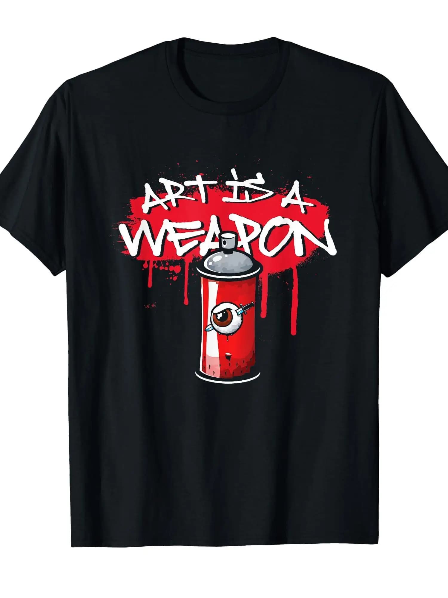 T-Shirt da Uomo Streetwear Urbano con Grafica Graffiti - Maglietta Hip-Hop con Design Spray, Collo Tondo e Maniche Corte