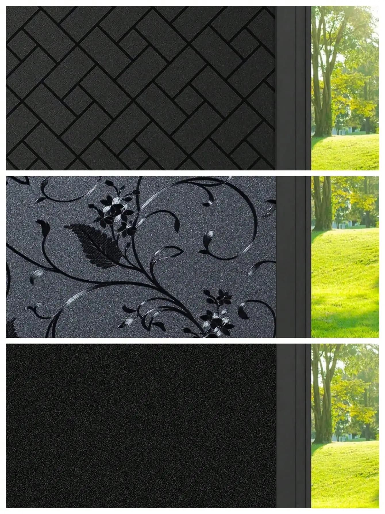 Black window film, privacy cover for windows with solar block for glass, removable matt window sticker for dark black room obscuring