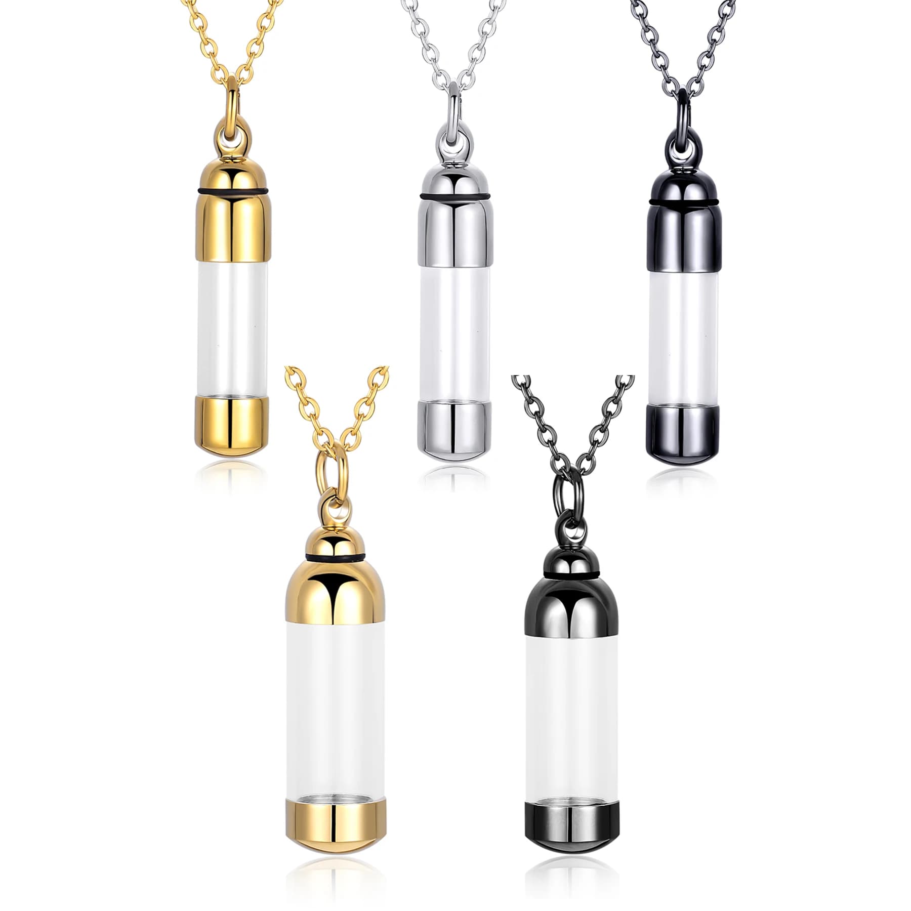 Collana con ciondolo commemorativo con supporto per ceneri, urna crematoria in acrilico in acciaio inossidabile con gioielli ricordo a catena