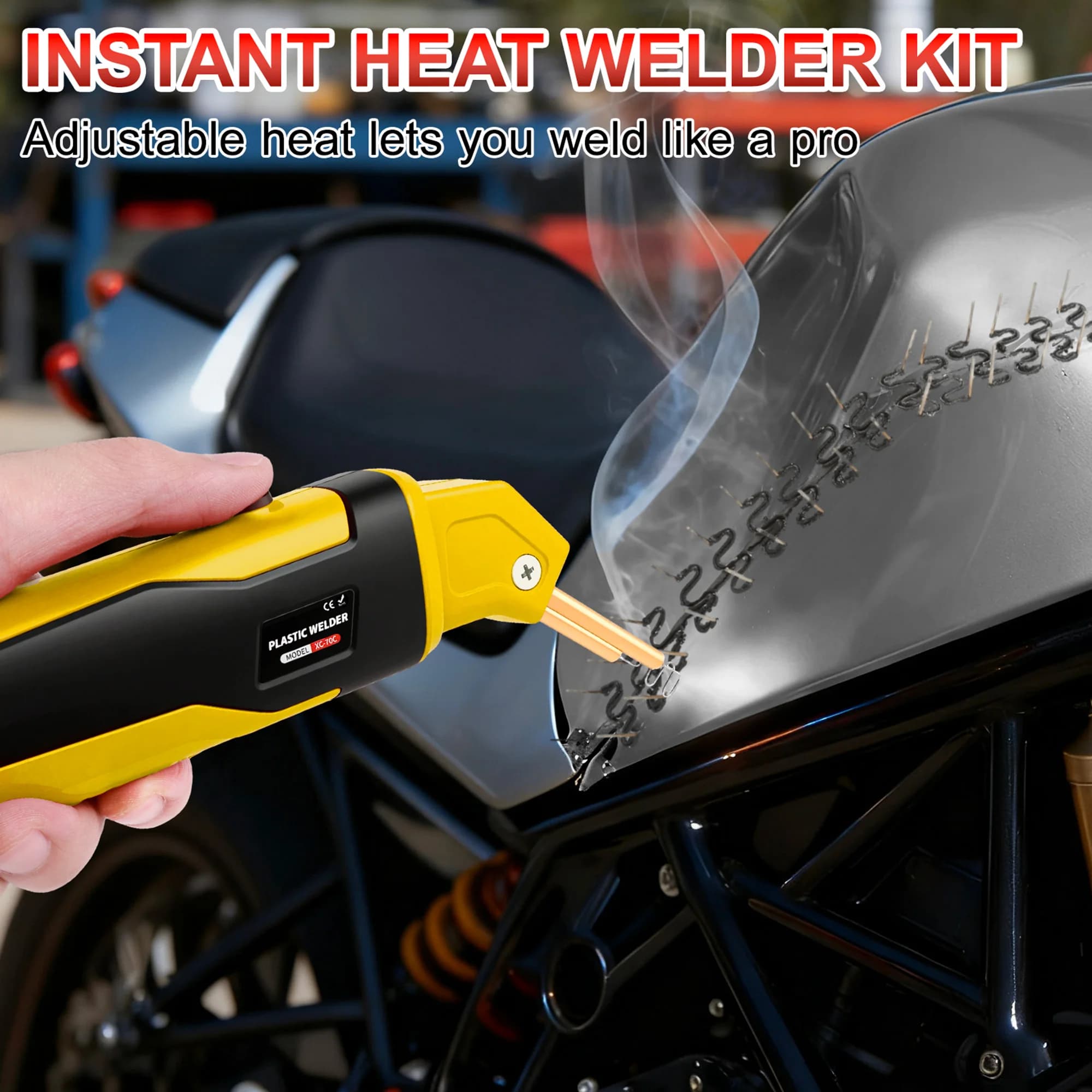 Nuovo Aggiornamento Saldatore per Plastica 100W 220V-110V, Kit Saldatore a Caldo con 400 Graffette, Kit Pistola Saldatrice per Plastica, Kit Riparazione Paraurti Auto