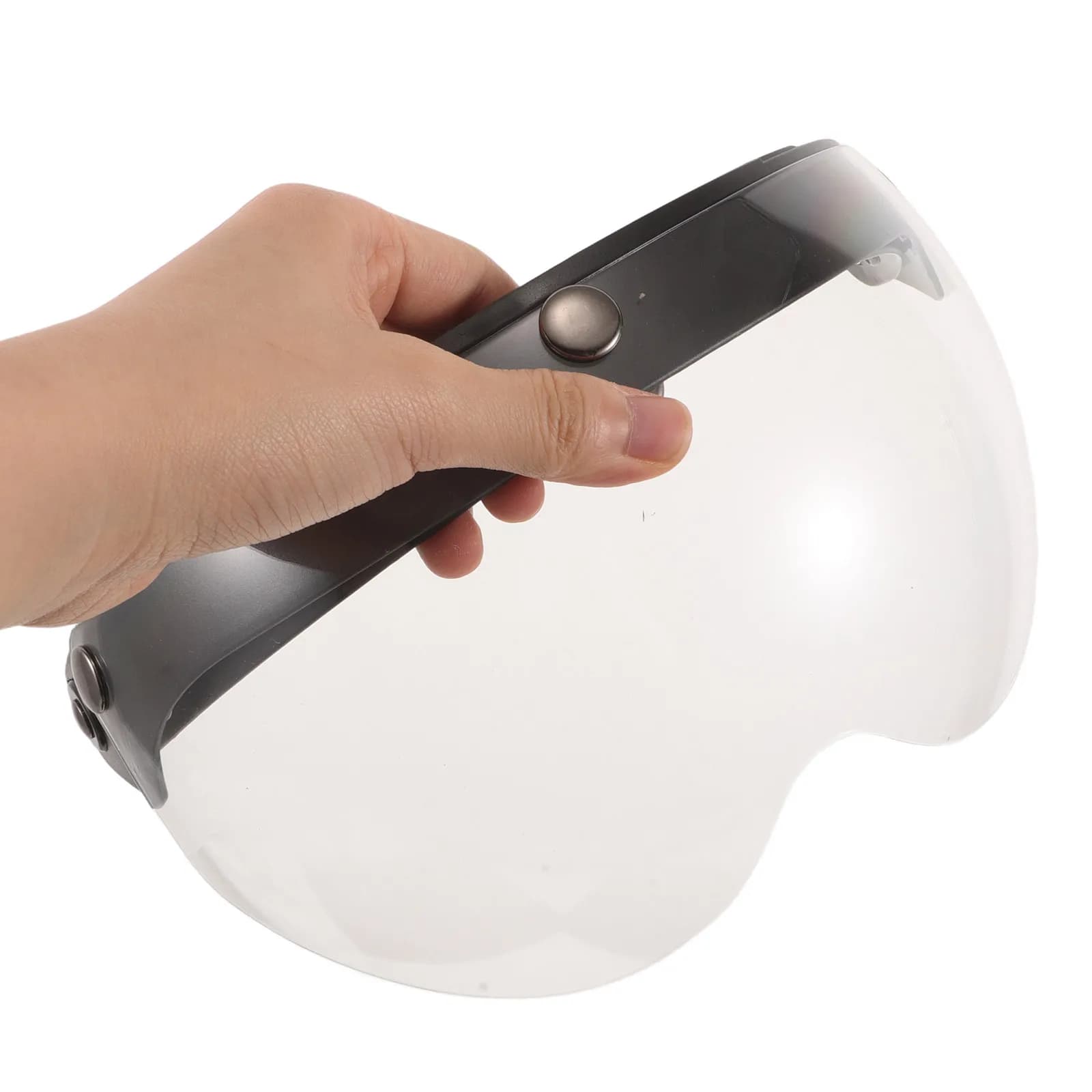 Motorcycle Visor Shield Retro Round Clear Pc Lens for Open Face Helmets 3 Snap Button Windproof Sun Protection Anti Glare
