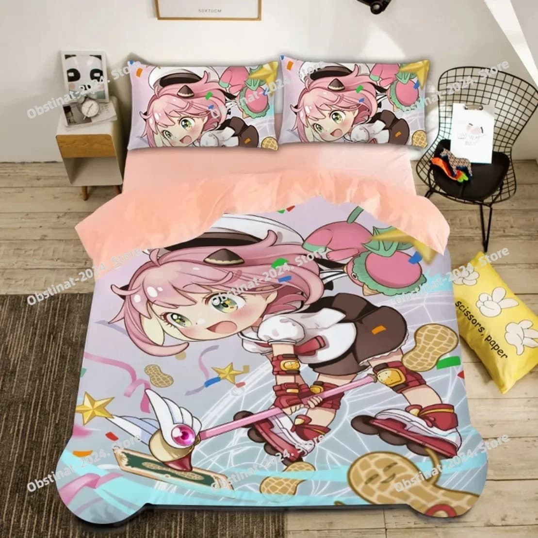 Set biancheria da letto per famiglia Anime Spy X, Spy Funny Anya stampato con federa copripiumino morbido singolo matrimoniale Queen Super King Size