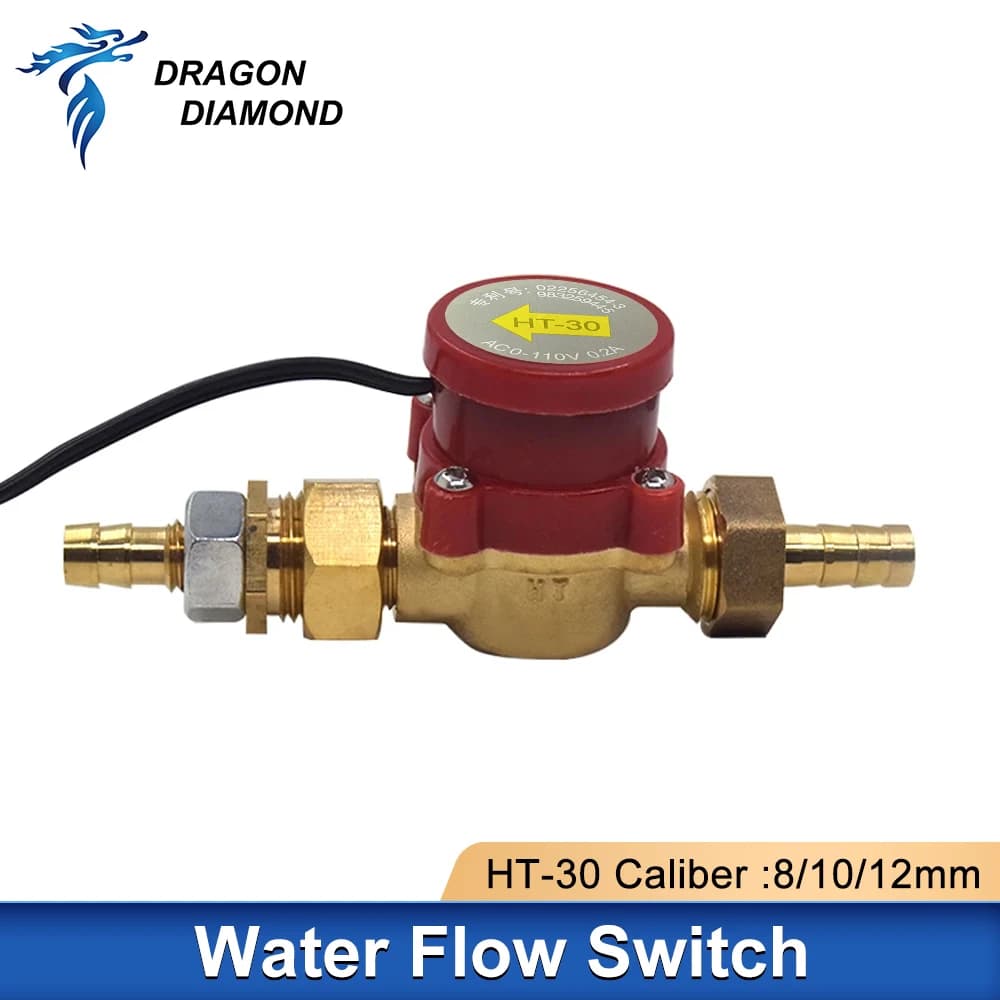 1PC Water Flow Switch Sensor Caliber 8mm 10mm 12mm For CO2 Laser Engraving Cutting Machine Laser Accessories