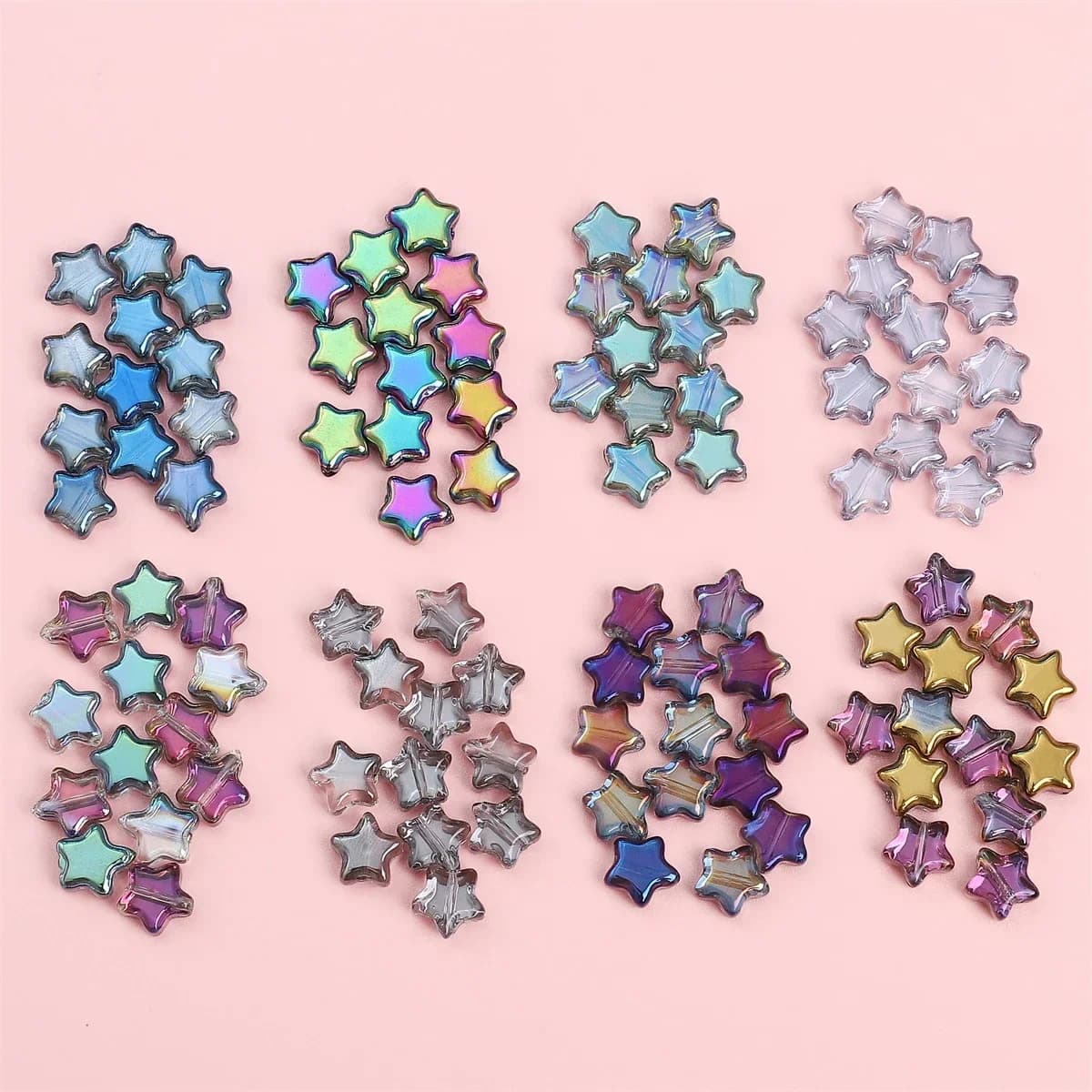 10 pz/sacchetto Perline di cristallo a stella placcate in vetro, perline sfuse fatte a mano per bracciali, collane, orecchini e accessori per gioielli fai da te