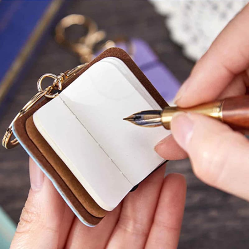 PU Mini Journal Keychain Soft Leather Mini Portable Diary Backpack Charm Notebook Literary Style Storage Accessory