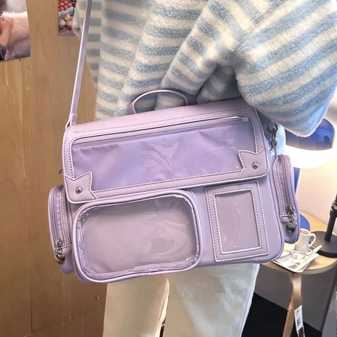 Borsa a tracolla Borsa Ita con tasca trasparente Borsa a tracolla Lolita Cosplay Y2K Borse da esposizione fai da te in stile giapponese Y2K da donna ★