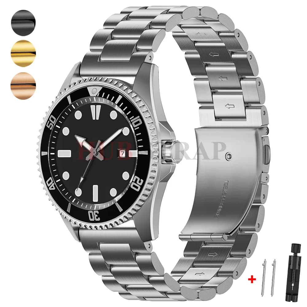 Stainless Steel Watch Strap 18mm 20mm 22mm 24mm, Solid Metal Bracelet for Men and Women, Spare Parts with Tool