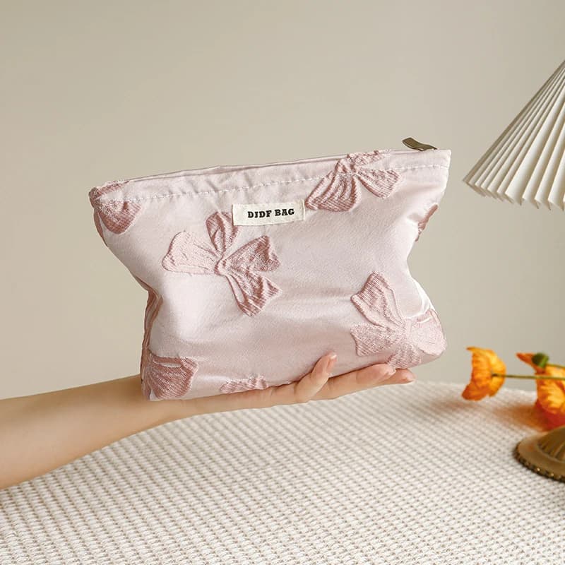 Pink Women's Makeup Bag with Flake, Big Capacity, for Rossetti, Fondotinta, Telephone, Portable Cosmetic Bag in Canvas