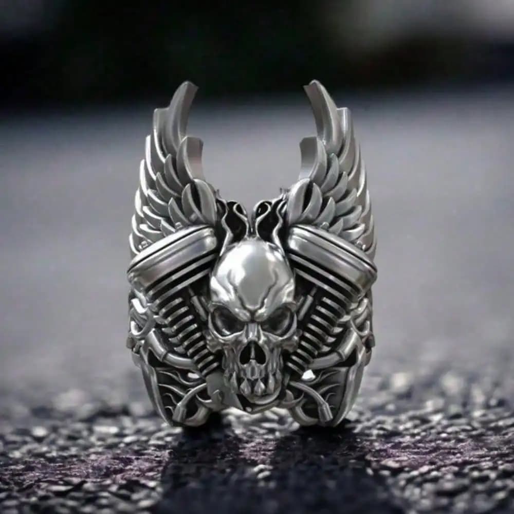 Anello con teschio mitologico da uomo - Gioiello gotico vintage audace, simbolo di potere