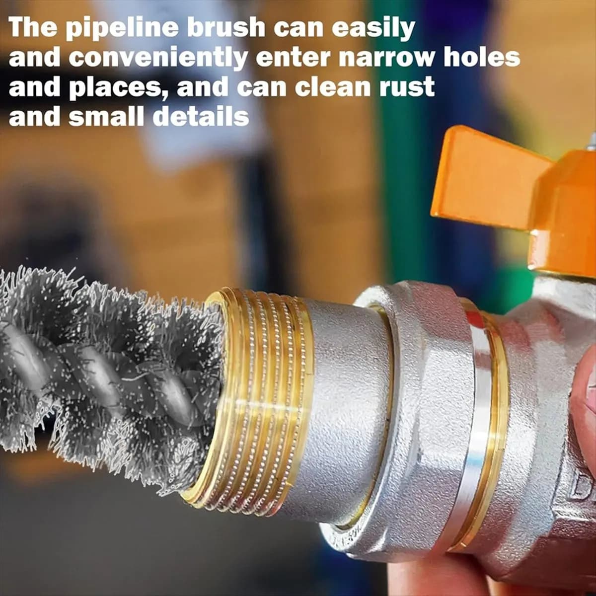 AT16 8Pcs Stainless Steel Wire Brush, Bore Brush Set, Enduring Cleaning Wire Brush with Hex Shank, Rust for Electric Drill