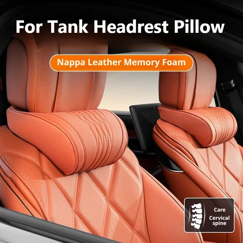 Luxury Memory Foam Nappa Leather Car Lumbar Support For Tank 300 400 500 700 800 Hi4-T PHEV Ergonomic Support Car Waist Pillow
