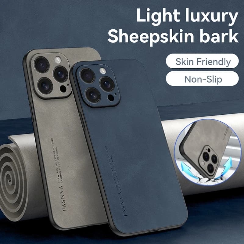 Custodia per telefono in pelle di pecora di lusso per iPhone 17 16 15 14 13 12 11 Pro Max Plus XS con protezione per obiettivo fotocamera Cover posteriore opaca