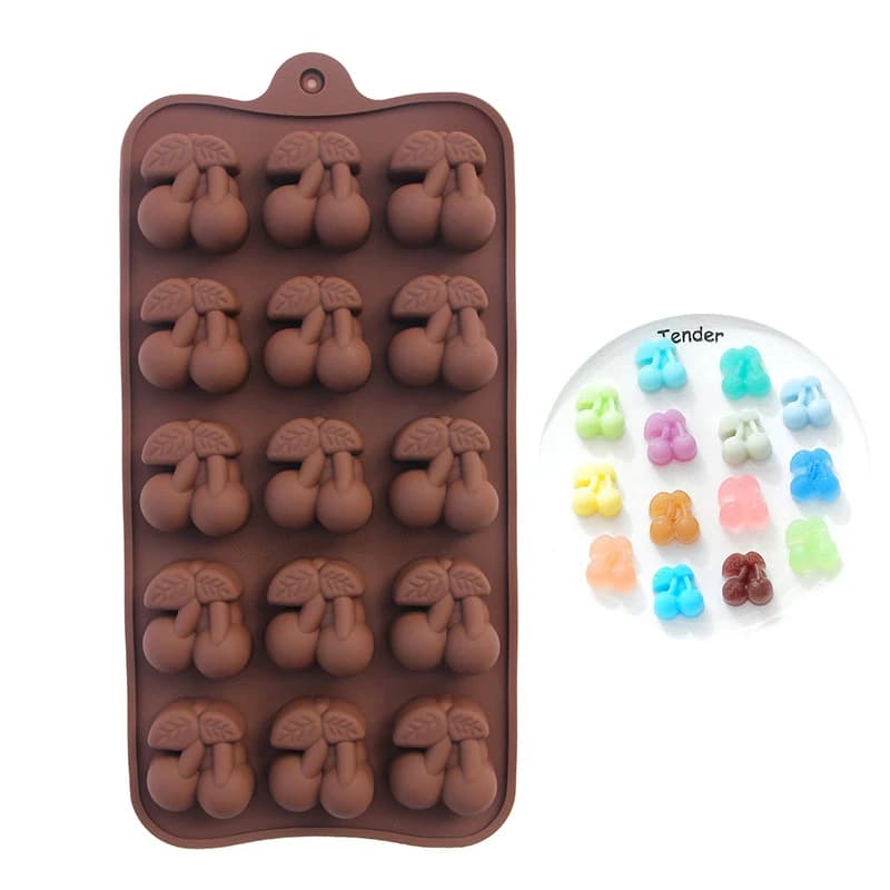 Strumento di cottura per stampo per ghiaccio, caramelle al cioccolato, stampo in silicone fatto a mano a forma di ciliegia