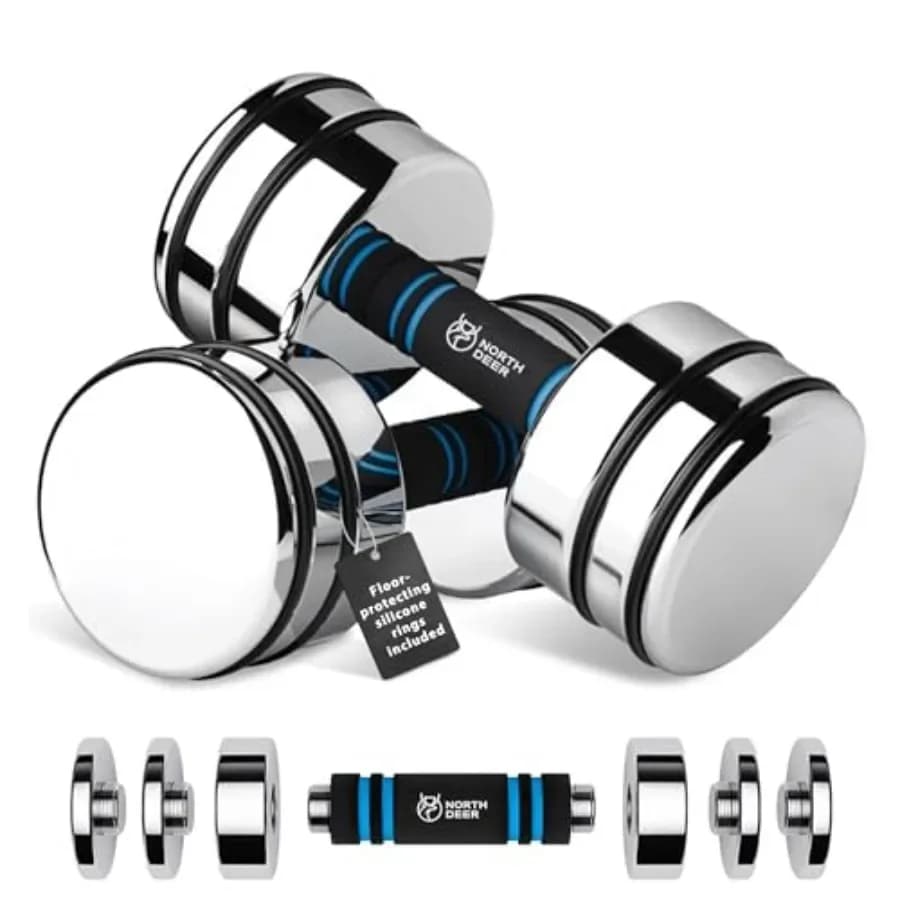 Manubri in Acciaio Ultracompatto Regolabili Cromati con Impugnature in Schiuma 5lb 10lb 15lb 20lb 30lb 50lb per Allenamento Home Gym - Scelta di Dimensioni