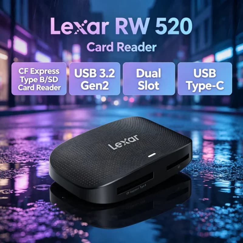 Lexar RW520 Memory Card Reader High Speed CFexpress Type B SD Card Reader USB 3.2 Gen 2 Dual Slot for Camera Data Transfer