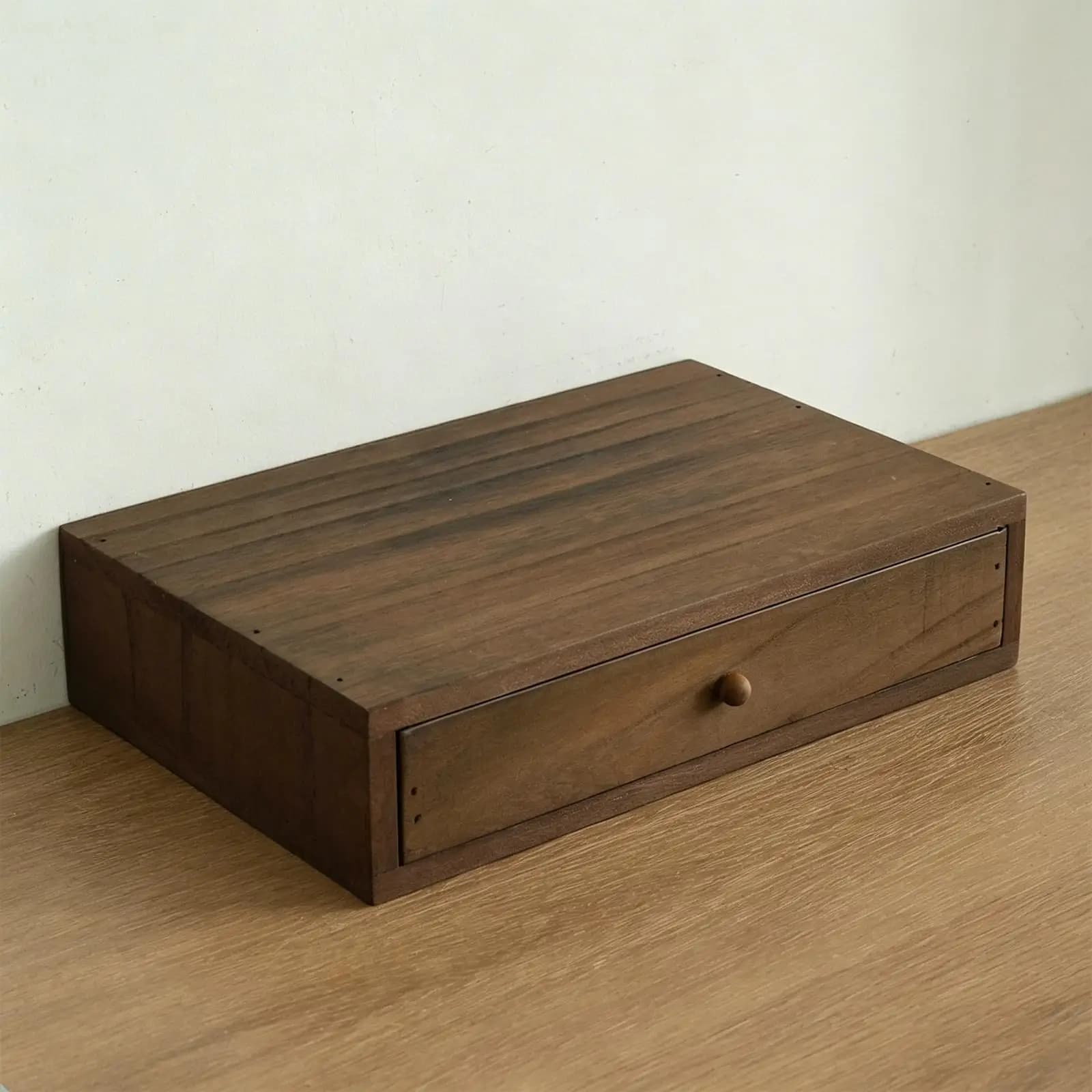 Wooden Desktop Organizer, Pull Out Drawer, Storage Drawer, Monitor Stand Riser for Bedroom