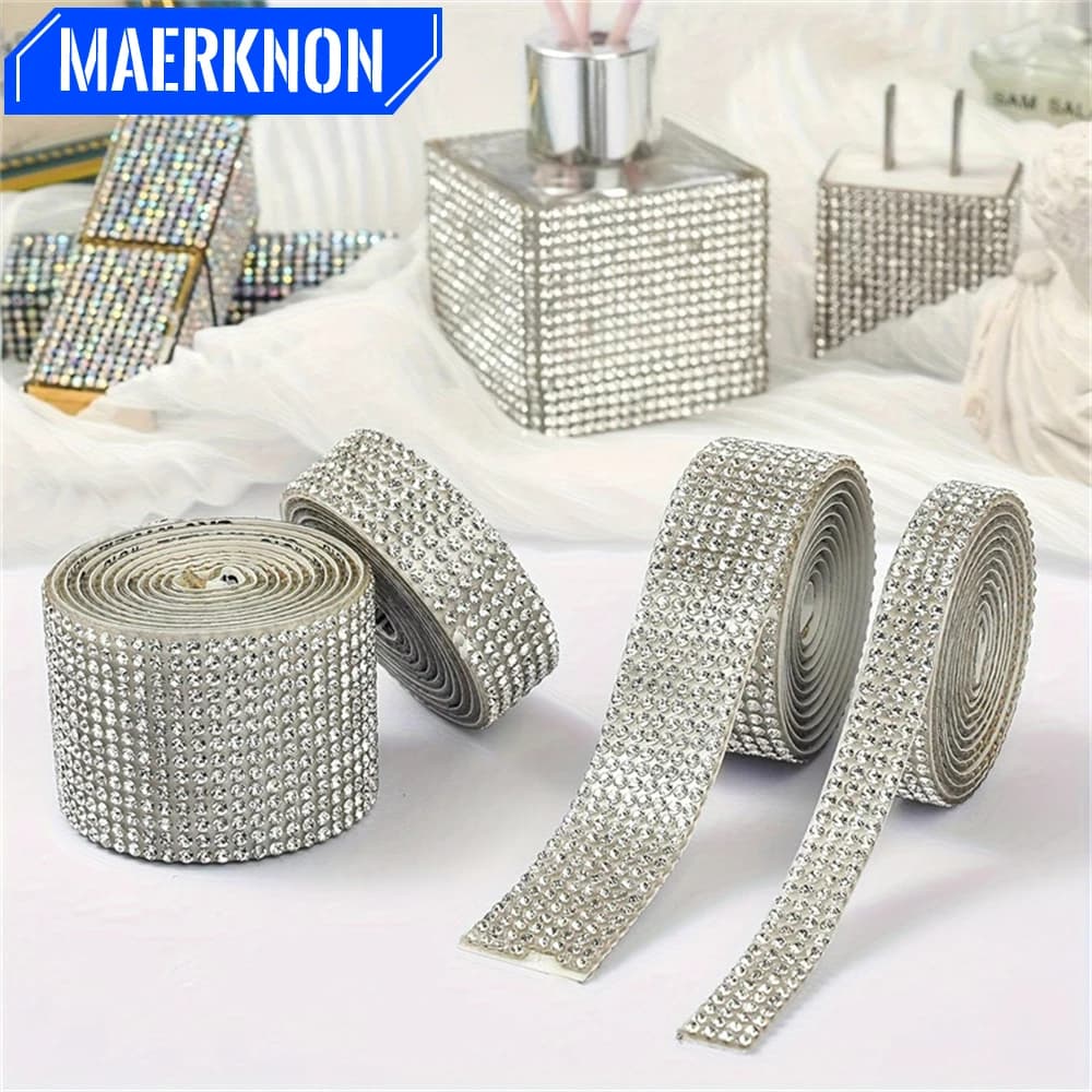 Nastri autoadesivi con strass Adesivi con diamanti in cristallo glitterato Borsa per telefono Scarpe Arti e mestieri fai da te Adesivo decorativo per feste