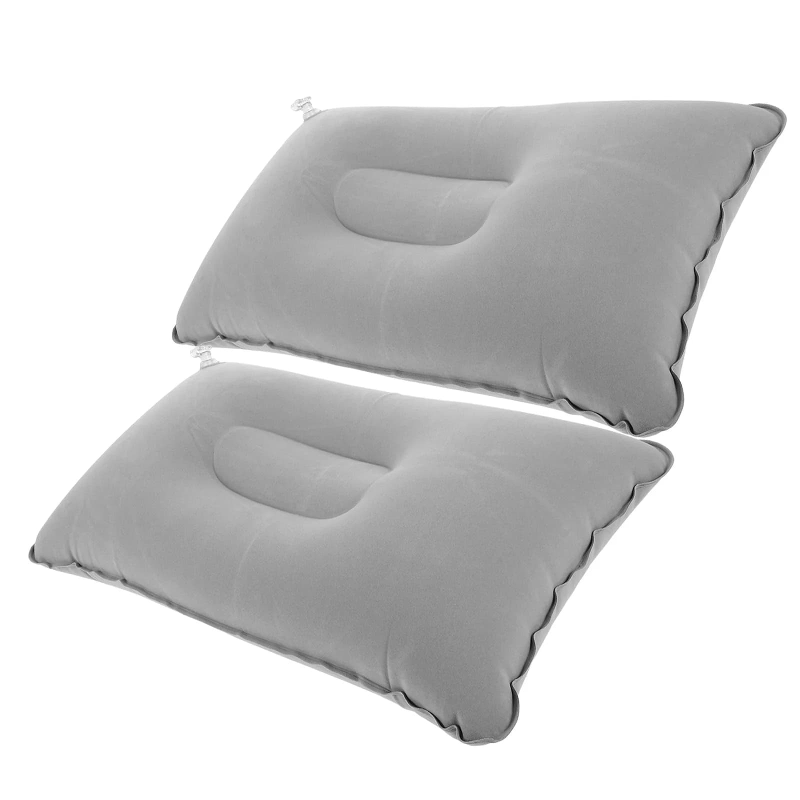 Cuscino Gonfiabile 2 Pezzi Grande e Spesso con Design Floccato Quadrato, Portatile per Campeggio, Viaggi, Escursionismo, Riposo sullo Scrivania, Supporto per Collo e Lombare