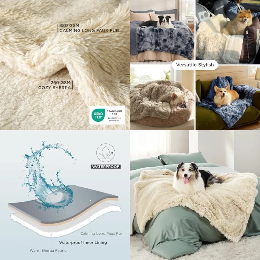 Coperte per Cani di Taglia Grande, Coperta Impermeabile e Soffice per Proteggere Divano e Letto, Lavabile, Plaid in Finta Pelliccia per Animali Domestici