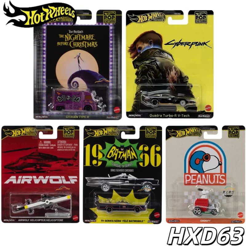 New Hot Wheels Pop Culture M-HXD63 Cyberpunk 2077 L'incubo prima di Natale Airwolf Batmobile Toys Collezione di modelli di auto