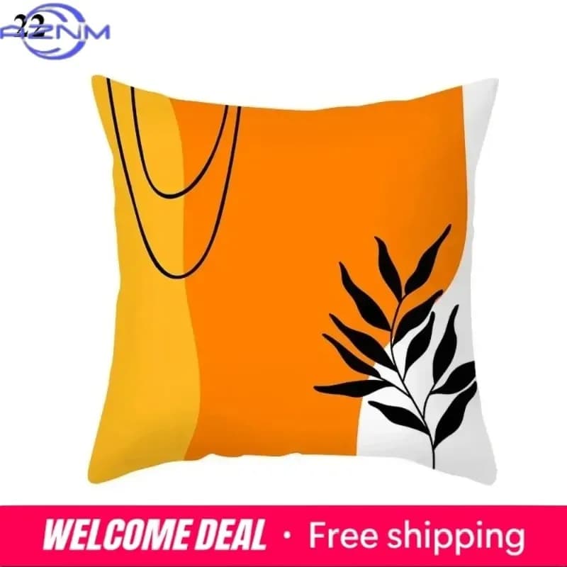 Fodera per cuscino Boho arancione astratta, stile Mid-Century Modern, minimalista, con foglie, per divano, soggiorno, camera da letto