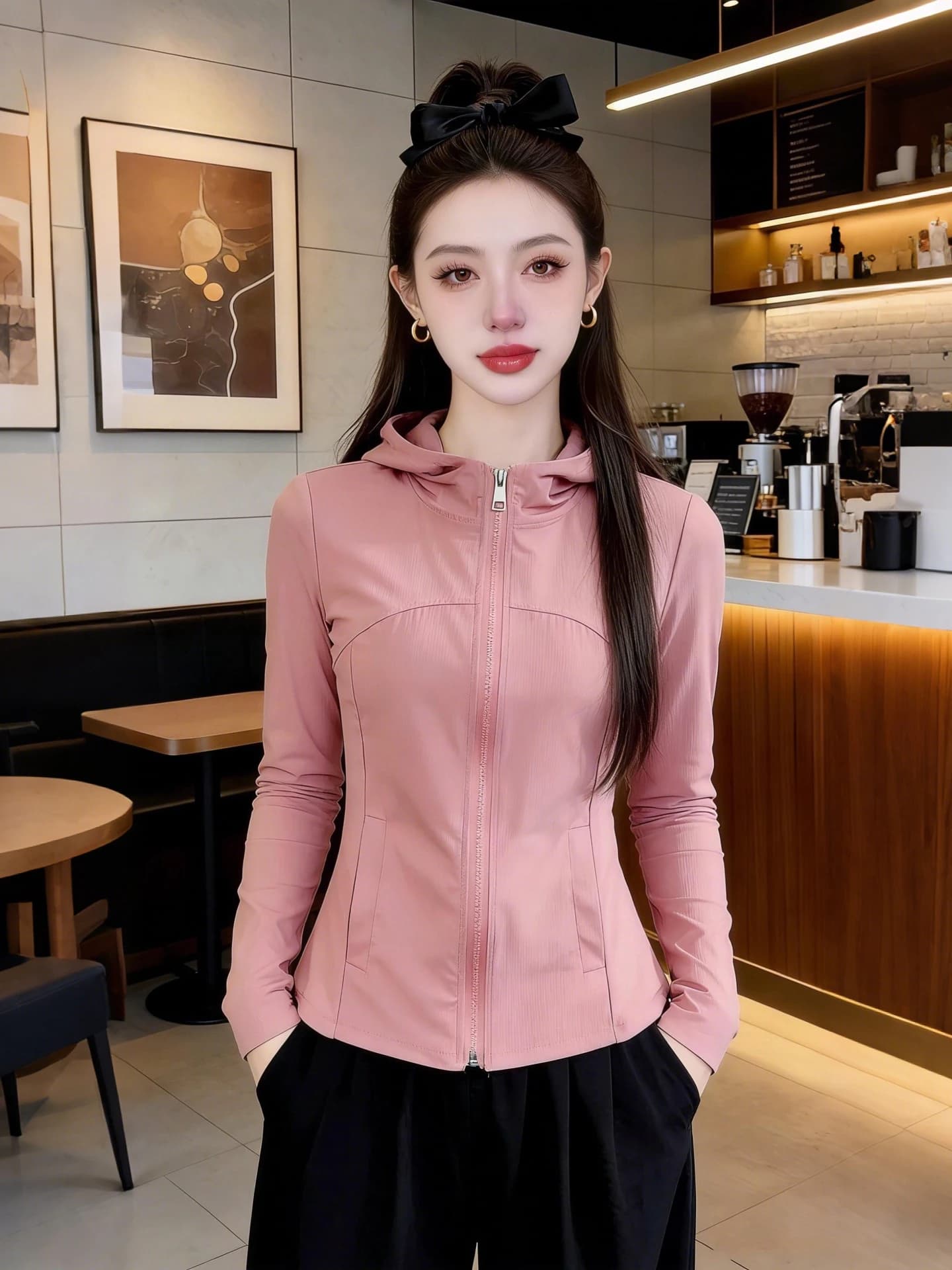 Women's Slim Fit Short Jacket with Hood Cool Sensation Sun Protection Zipper Anti Aging Summer New Style Stand Collar Top