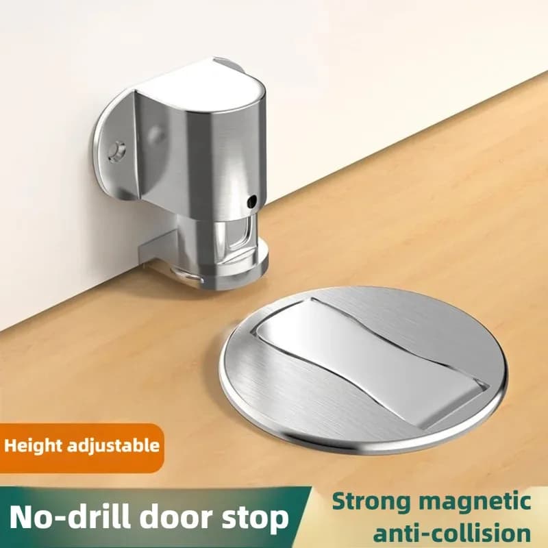 Adjustable Stainless Steel Magnetic Door Stopper Anti-Collision Invisible Punch-Free Bathroom Floor Stopper
