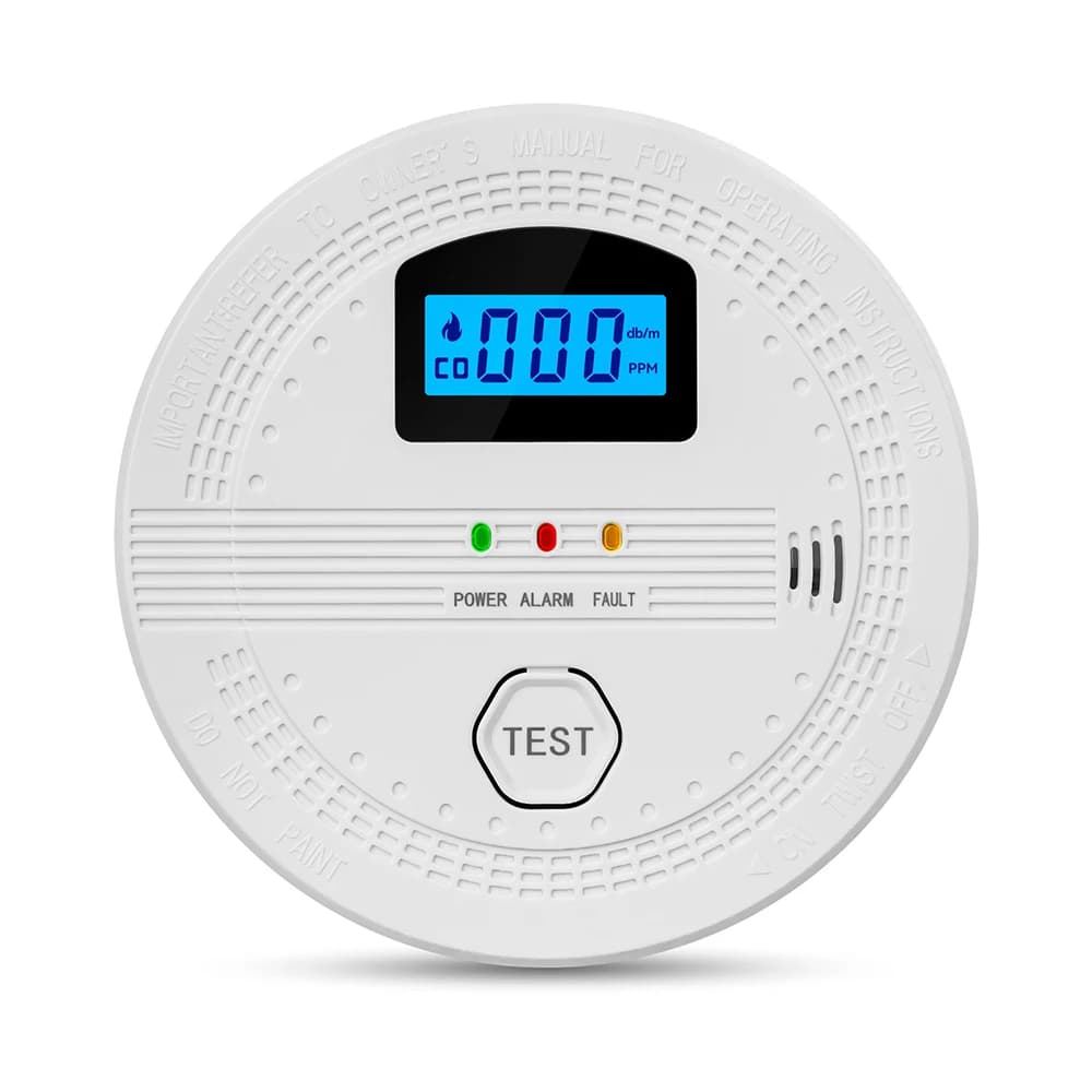 Rilevatore di fumo di monossido di carbonio Sensore elettrochimico Display digitale Allarme sonoro luminoso Indicatore LED 3x1,5 V AA Alimentato a batteria