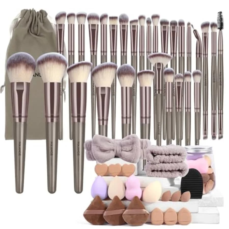 Makeup Brushes 51 Pcs Makeup Kit, Multi-functional Makeup Tool Set with Makeup Brush Foundation Brush Make up Brushes Set Bag C