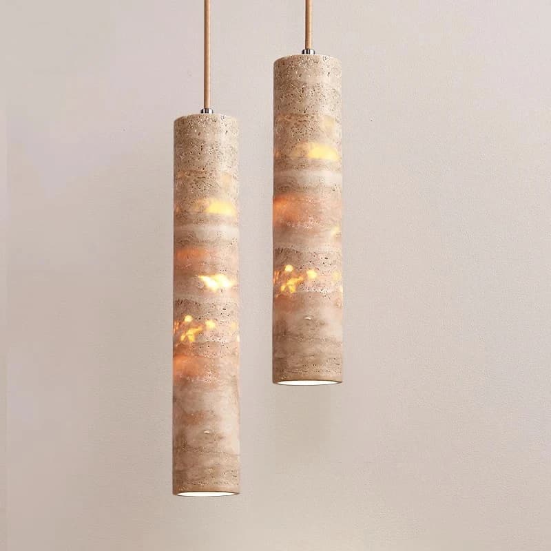 Lampada a sospensione a LED Lampadario in marmo Luce a striscia lunga Ristorante Bancone bar Luce di lusso Arte Camera da letto Comodino Illuminazione in stile crema