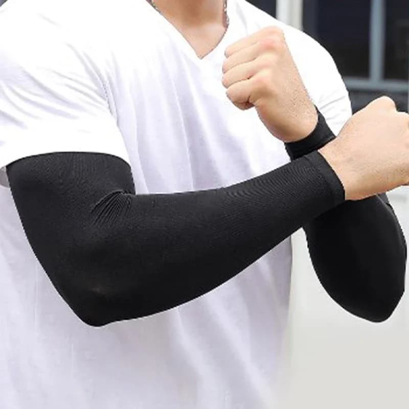 1 paio di maniche sportive a compressione con protezione UV per basket, ciclismo, corsa, pallavolo, protezione solare per le braccia