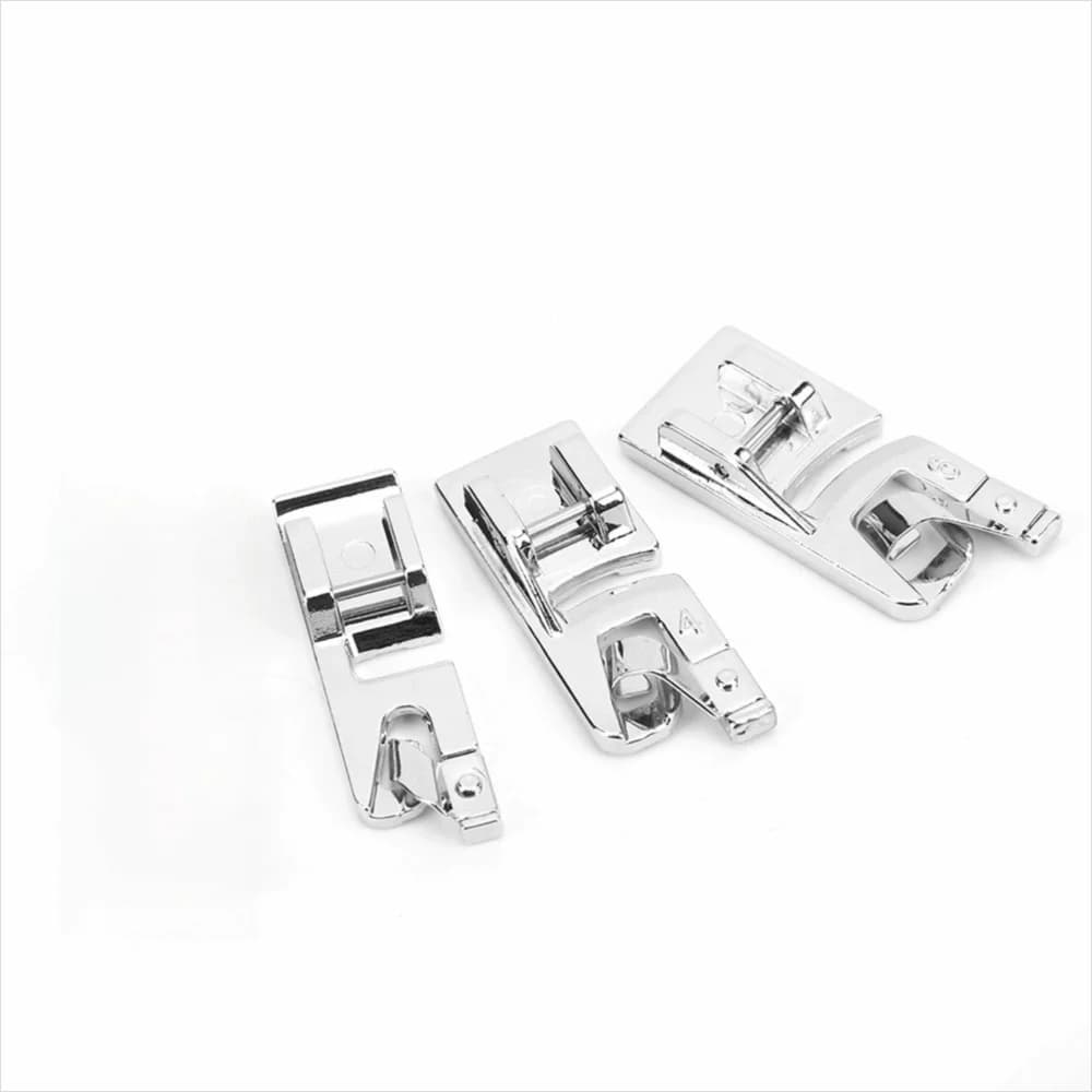 3Pcs Stainless Steel Rolled Hem Presser Foot Multi-Function Hemming Foot Set Sewing Machine Accessories