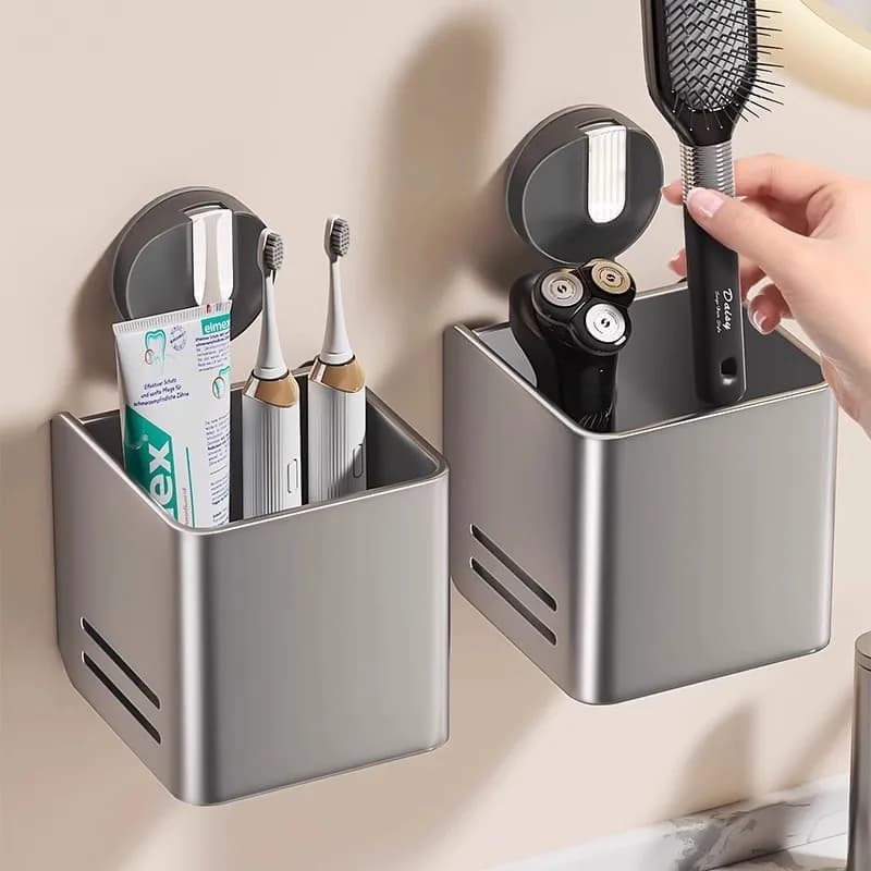 Porta spazzolino a ventosa per doccia, dentifricio rimovibile senza trapano, porta rasoio autodrenante, organizer per bagno