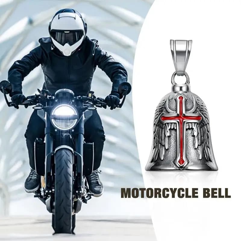 Collana con campana da equitazione con ciondolo a forma di campana per motocicletta con ornamento vintage per uomo Accessori per moto Gioielli con catena in acciaio inossidabile
