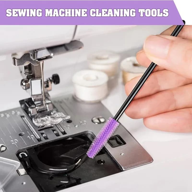 Silicone sewing machine cleaning brush, reusable, to clean difficult corners and spaces