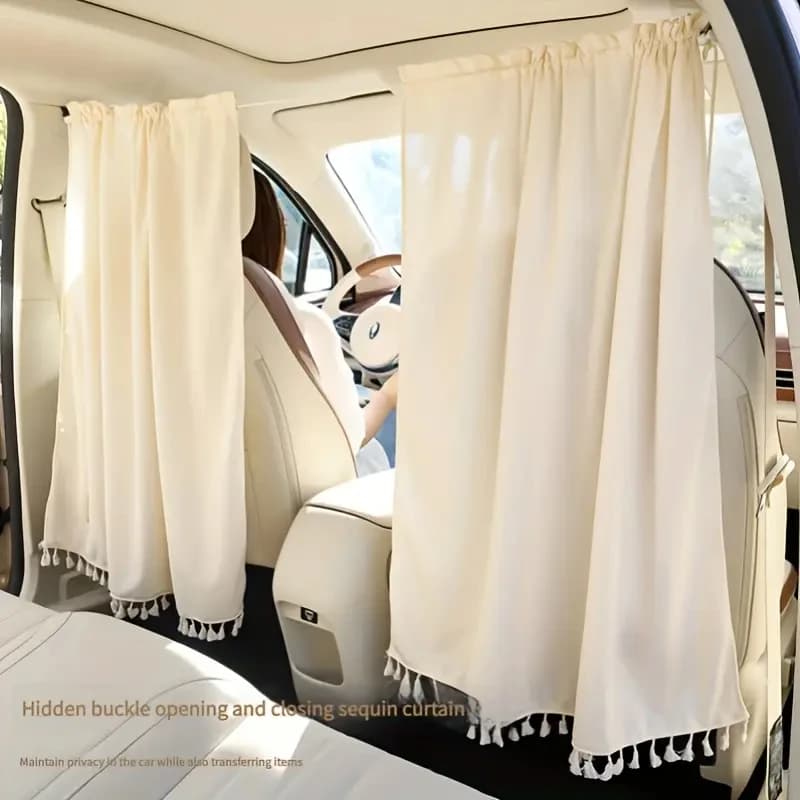 Car Partition Curtain Sunshade Privacy Screen Baby Shield Front Rear Seat Divider Window Curtain Hook Suction Cup Easy Install