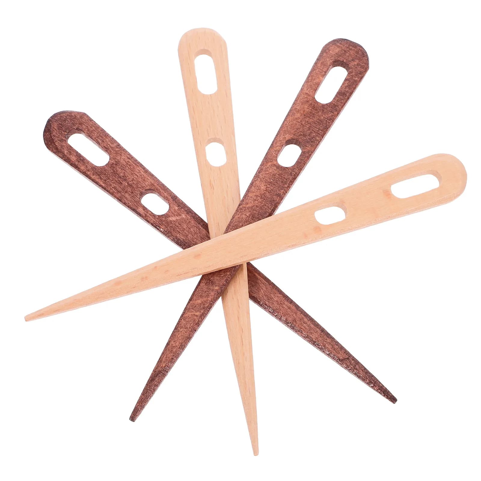 4Pcs Artisan-Crafted Double-Eye Wooden Weaving Needles Tapestry Loom Crafting Tool Versatile Punch Needle Alternative Tapestry