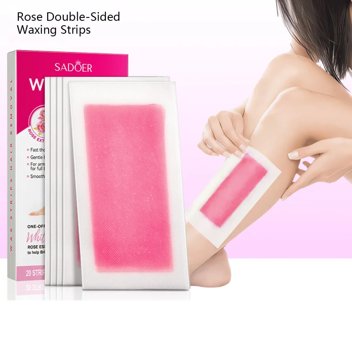 Carta cerata per depilazione fronte-retro rosa per peli di ascelle e gambe, depilazione del corpo