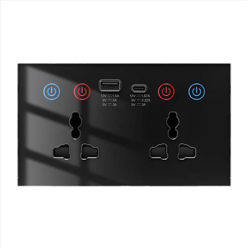 ABKI-Tuya Smart Grip with USB Type-C, 4-in-1 Universal Wall Clasp with Touch Switch and A Energy Monitor